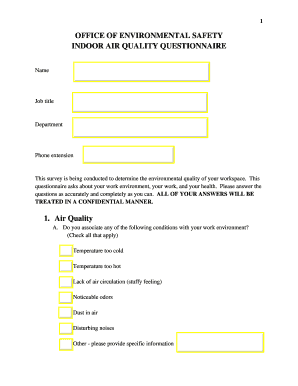 Indoor Air Quality Questionnaire