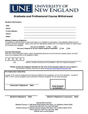 Graduate and Professional Course Withdrawal Form
