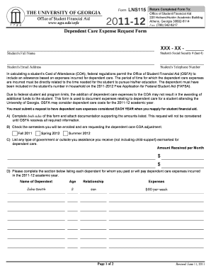 Dependent Care Expense Request Form