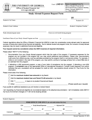 Study Abroad Expenses Request Form