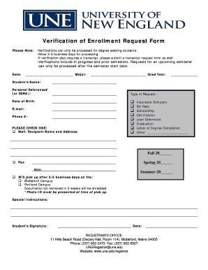 Verification of Enrollment Request Form