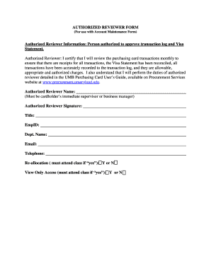 Authorized Reviewer Form
