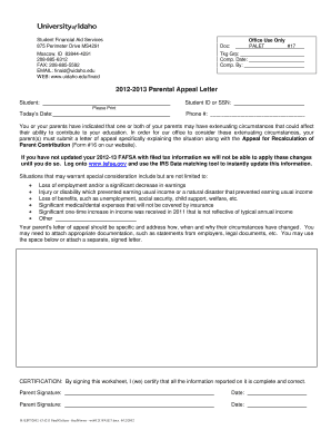 2012-2013 Parental Appeal Letter