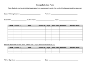 Course Selection Form