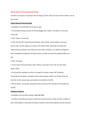IRS Tax Return Transcript Request