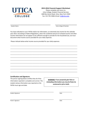 2015-2016 Financial Support Worksheet