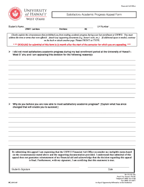 Satisfactory Academic Progress Appeal Form