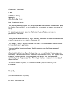 Documenting phone calls template - Notice of Termination Template Nonunion - umt