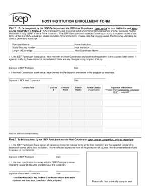 ISEP Host Institution Enrollment Form