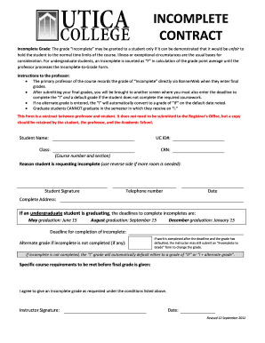 Incomplete Grade Contract