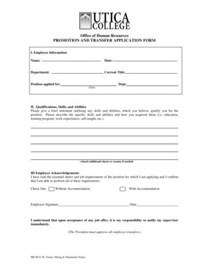 Promotion and Transfer Application Form