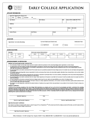 University of Hawaii Early College Application
