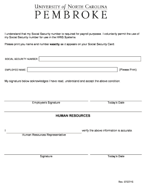 Employee Social Security Number Authorization Form