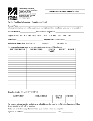 Graduate Degree Application