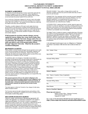 Valparaiso University Educational Benefit Payment Agreement