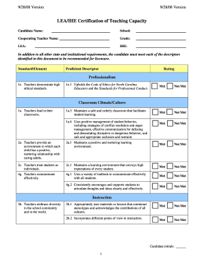 LEA/IHE Certification of Teaching Capacity
