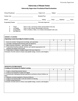 University Supervisor Preclinical Final Evaluation