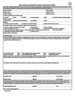 North Carolina Supervisor Incident Investigation Report