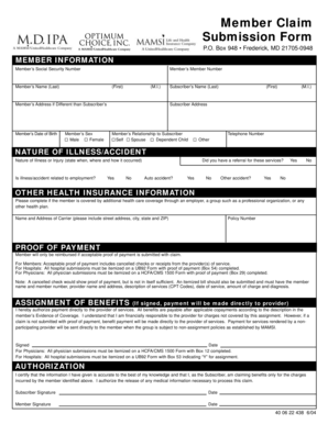 Member Claim Submission Form