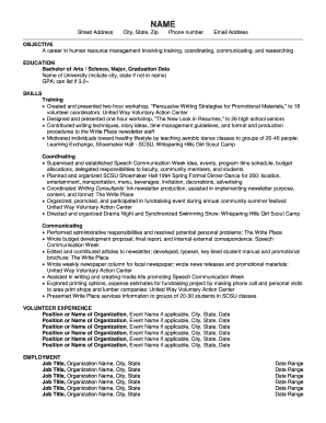 Resume Template for Human Resource Management