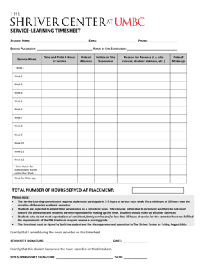 Service-Learning Timesheet