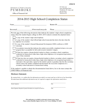 2014-2015 High School Completion Status Form