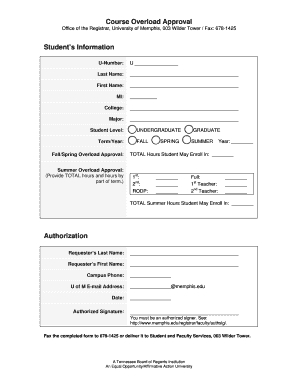 Course Overload Approval Form