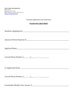 Rental or Purchase Application and Verification