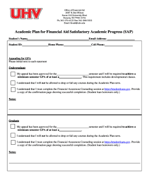 Academic Plan for Financial Aid SAP