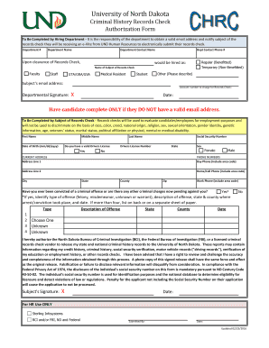 University of North Dakota Criminal History Records Check Authorization Form