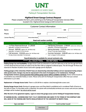 Highland Street Garage Contract Request