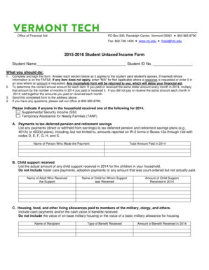 2015-2016 Student Untaxed Income Form
