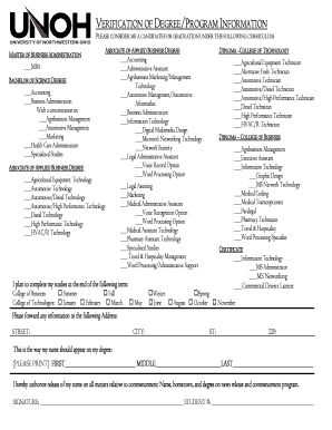 Degree Program Verification Form
