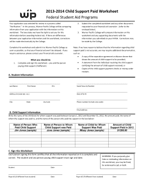Child Support Paid Worksheet