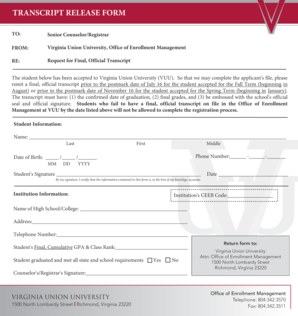 Transcript Release Form