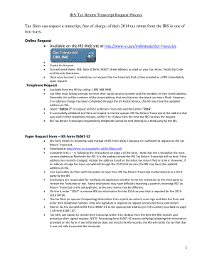 IRS Tax Return Transcript Request