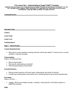 Understanding by Design Lesson Plan Template