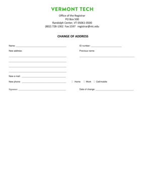 Change of Address Form