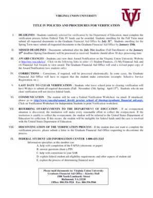 Virginia Union University Title IV Verification Form