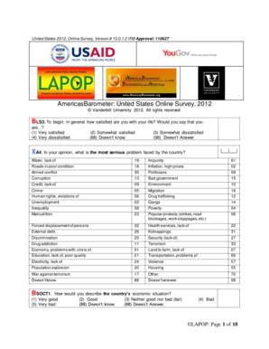 AmericasBarometer United States Online Survey 2012