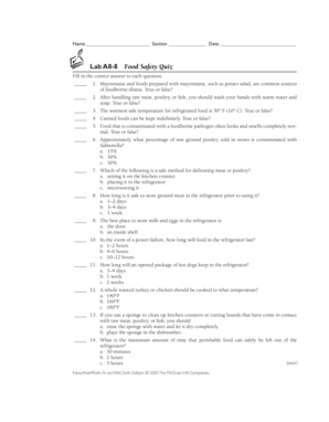 Food Safety Quiz Form