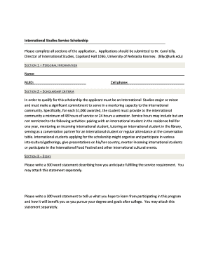 International Studies Service Scholarship Application