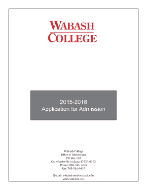 Wabash College Application for Admission