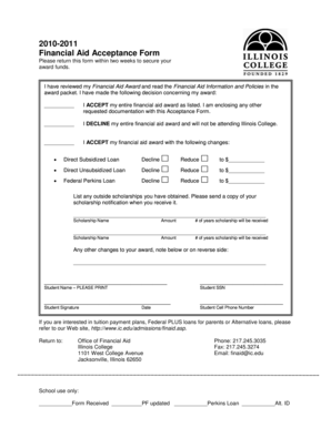 Financial Aid Acceptance Form