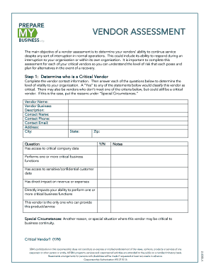 Vendor Assessment Form