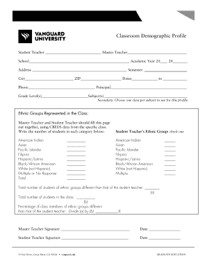 Classroom Demographic Profile Form