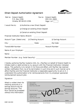 Direct Deposit Authorization Agreement