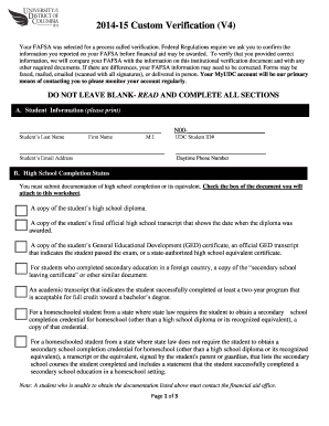 2014-15 Custom Verification Form