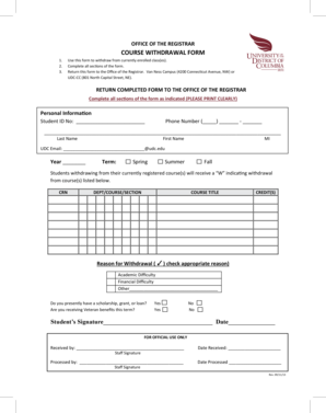Course Withdrawal Form