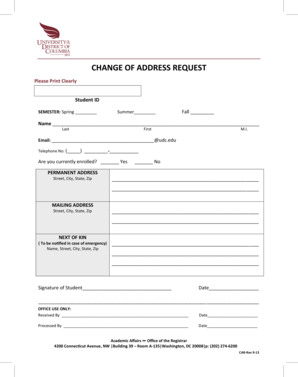 Change of Address Request Form